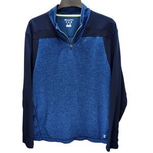 Champion Elite Athleticwear Shirt Mens Large Two Toned Blue Long Sleeve 1/4 Zip